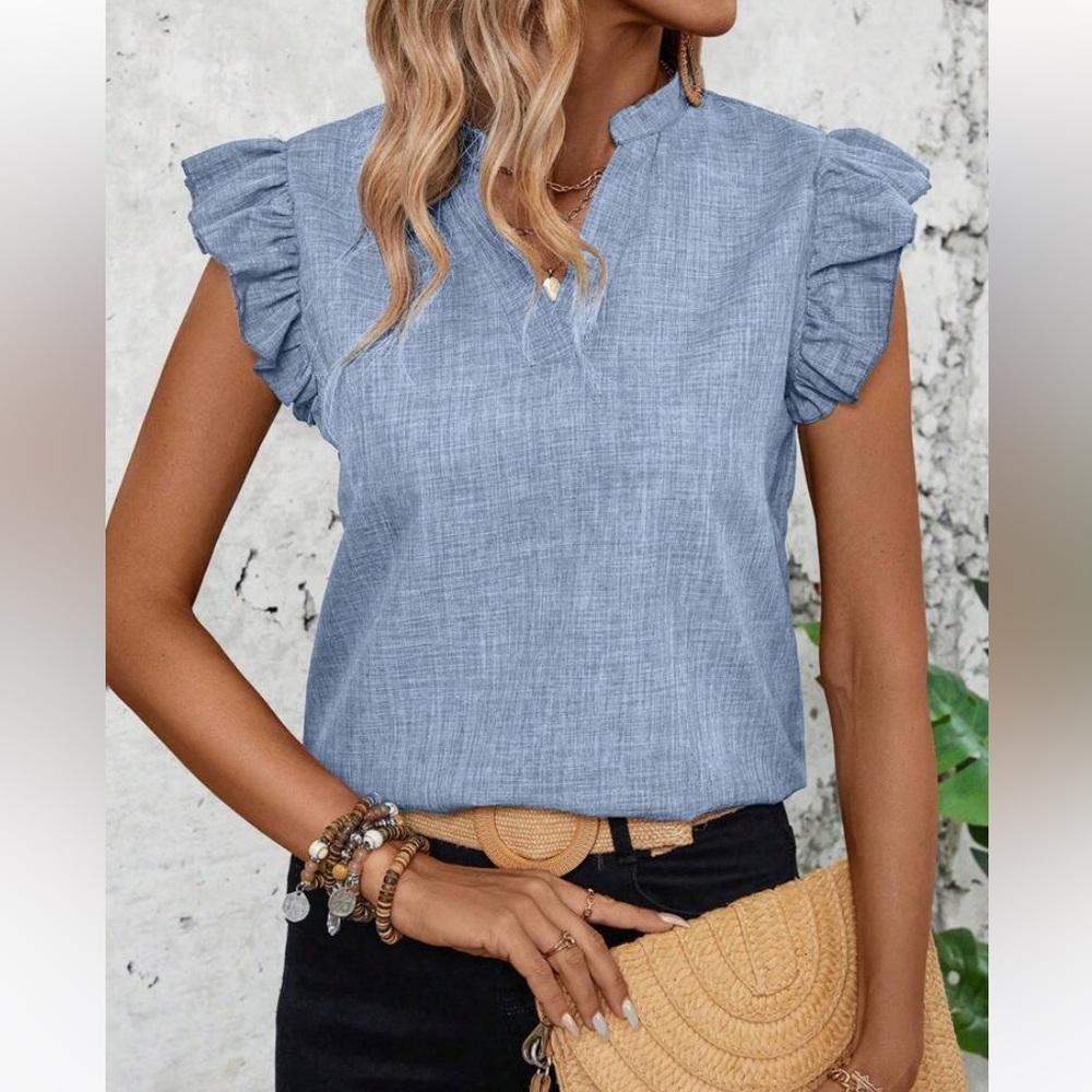EMERY ROSE Women's Solid Co- blue Jean shirt. Size S- New with tags